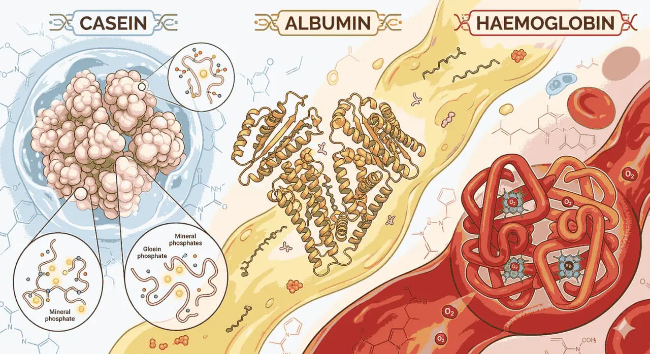 Casein albumin haemoglobin mcqs with answers biomolecules