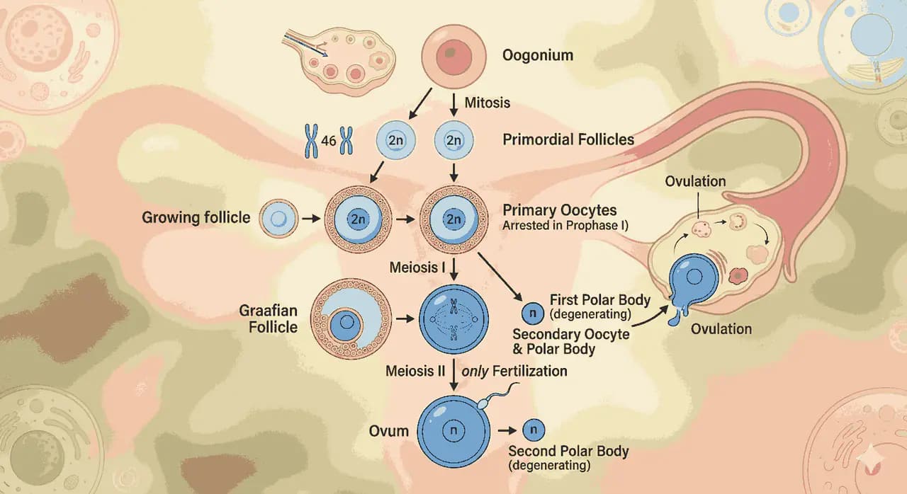 Oogenesis stages explained simply class 12 biology
