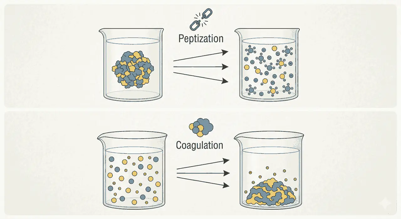 Peptization and coagulation MCQs class 12 Chemistry notes