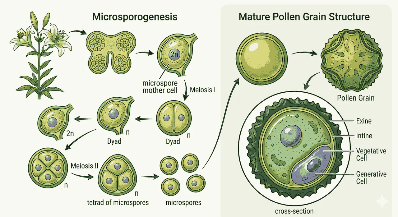 Microsporogenesis And Pollen Grain MCQs Class 12 Biology With Answers